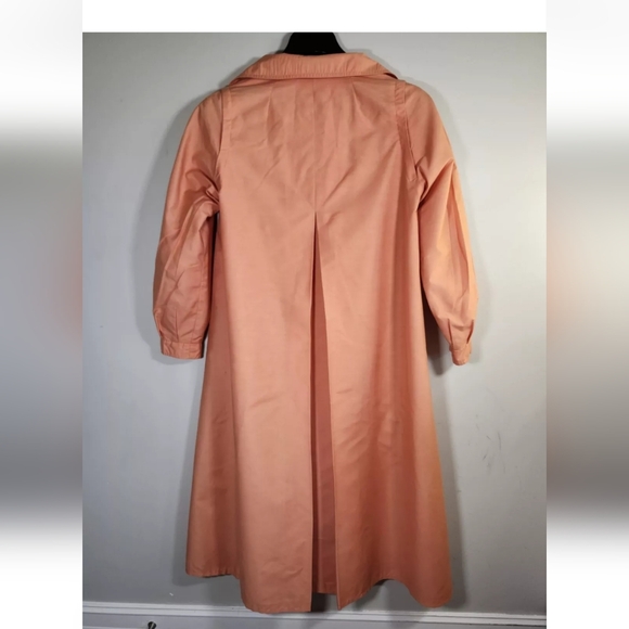PIOGGIA Italian Vintage Button Down  Lite Orange Peach Belt Trench Coat Wom S 12 - Picture 4 of 10